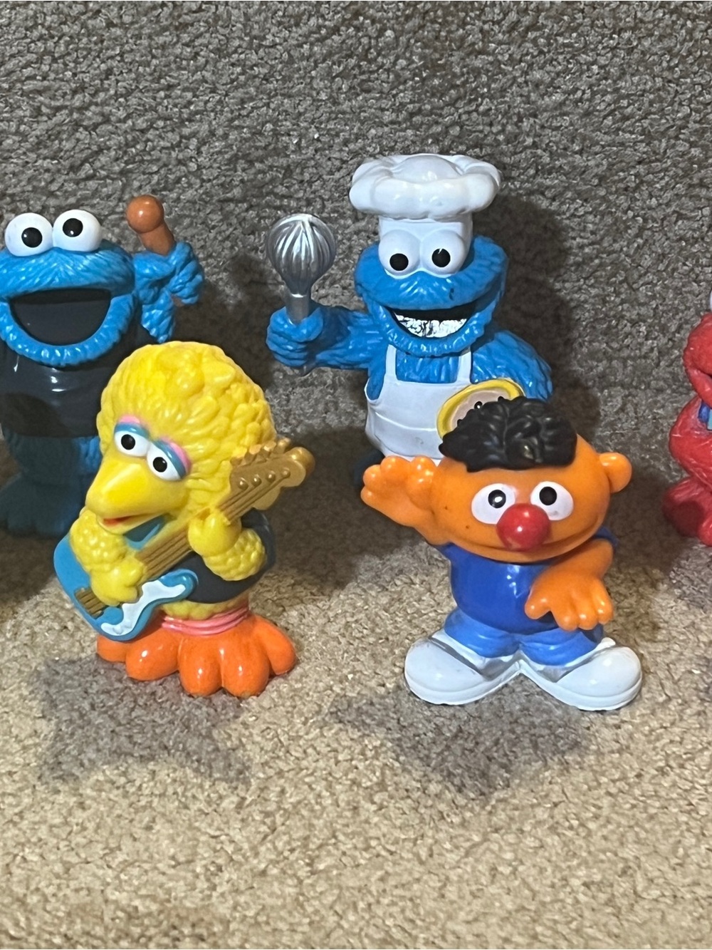Sesame Street Figures lot of 7 - Cookie Monster, Elmo, Big Bird, Ernie